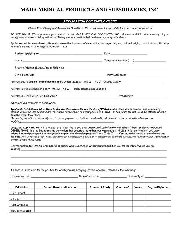 Employment Application