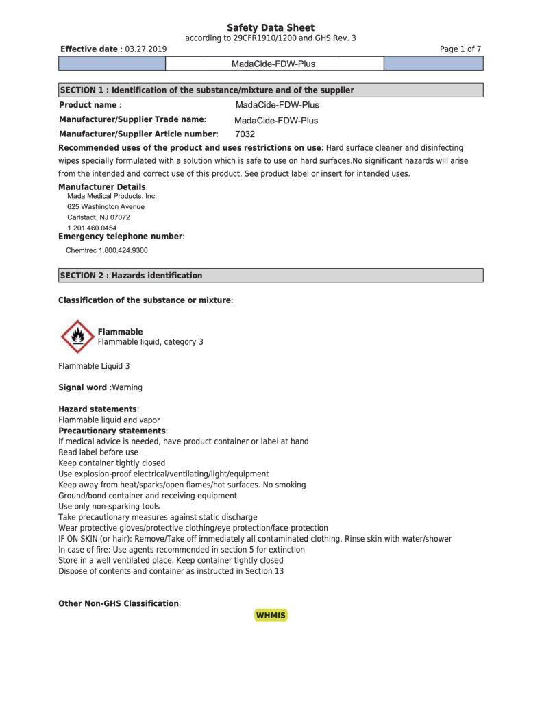 7032 MadaCide FDW Plus data sheet