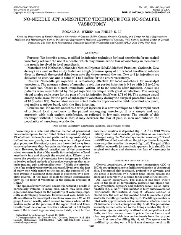 No Needle No Scalpel Vasectomy White Paper