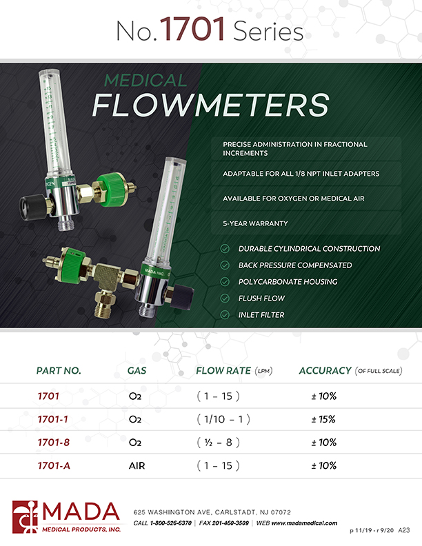 No. 1701 Wall Mounted Flowmeters