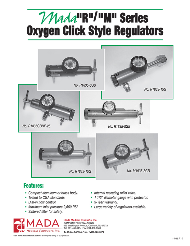 R,M Series Oxygen Click Style Regulators